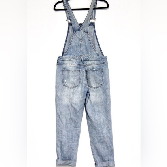 Aeropostale Distressed Overalls Light Wash Ankle Length Size XS - Picture 5 of 16